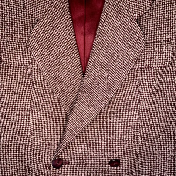 Jones New York Cropped Blazer Burgundy and Grey Checkered - Picture 5 of 5